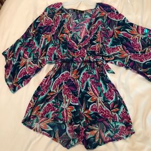 Tropical print romper